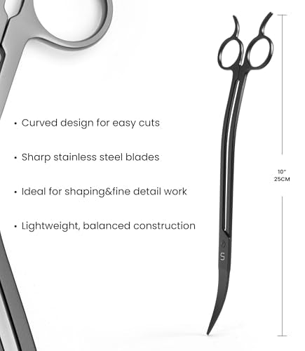 UNS Pro Aquascaping Tools - Stainless Steel Aquarium Accessories for Trimming Stem & Carpet Aquatic Plants, Coral Cutting in Freshwater, Reef, Terrarium or Vivarium Tanks - Wave Scissors, Black - color: Black