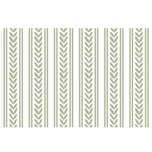 Sage Green Botanical Aquarium Background 12x24 Inch Self-Adhesive Fish Tank Decorations, Modern Farmhouse Striped Decorative Fish Tank Background Polyester Aquarium Decor Poster - color: Green, Cream, Olive, size: 12x24in