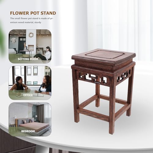 HOMSFOU Chicken Wenge Wooden Flower Stand Small Indoor Plant Holder Vase Display Rack Chinese Style Decorative Base 5.51X3.54X3.54 Inches - size: 14X9CM