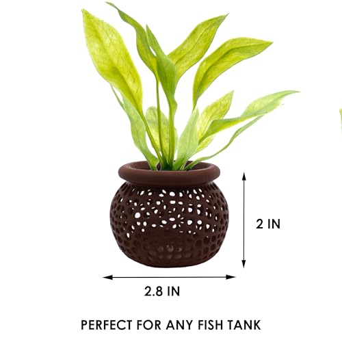 Aquarium Plant Pot Holders, Aquatic Plant Holder, Securely Hold Aquatic Plants, Promoting Healthy Root Growth, Fish Tank Aesthetic (Set of 2 (Dark Brown)) - color: Set of 2 (Dark Brown)
