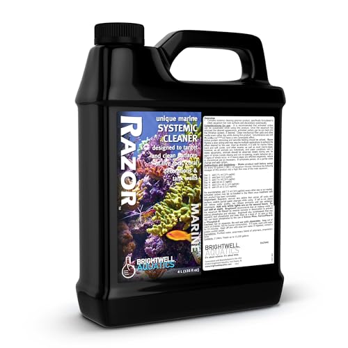 Brightwell Aquatics - Razor Marine - Unique Systemic Fish Tank Cleaner for Marine Aquariums - Aquarium Water Treatments, 135.2 fl oz - size: 4-Liter