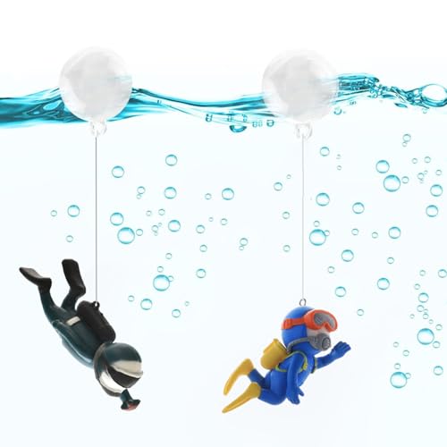 2-Pack Cute Little Diver Fish Tank Decorations Aquarium Decoration Floating Aquarium Accessories Fish Playmate for Fish Tank Suitable for All Kinds of Fish and Fish Tanks Swimming Pool - color: Blue&blackish Green