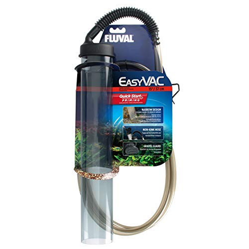 Fluval EasyVac Aquarium Gravel Cleaner Vacuum for Fish Tanks – Quick Start Siphon Water Changer with Non-Kink Hose, Bucket Clip & Gravel Guard for Small, Medium & Large Aquariums - Medium - size: Medium