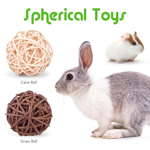 VESPRO Bunny Teys for Rabbits Hamster/Guinea Pig Toys Natural Timothy Hay Sticks chew Treats and Balls for Rabbit, Bunny, chinehila, Guirea Pig, Hamster, Rabbit Teeth Care - size: 24Pack-Set