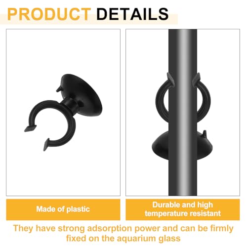 uxcell 20Pcs Aquarium Suction Cup Clips, 20mm Airline Tube Holders Clamps Cup Holder Sucker Tube Sucker for ID Airline Tubing Fish Tank, Black