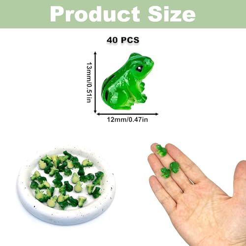 40PCS Mini Resin Frogs, Tiny Green Frogs, Simulated Resin Miniature Model Cake Decoration, Animals Figurine Bulk for Moss Landscape Terrarium Micro Fairy Garden Decoration Ornament Accessories - color: Frog