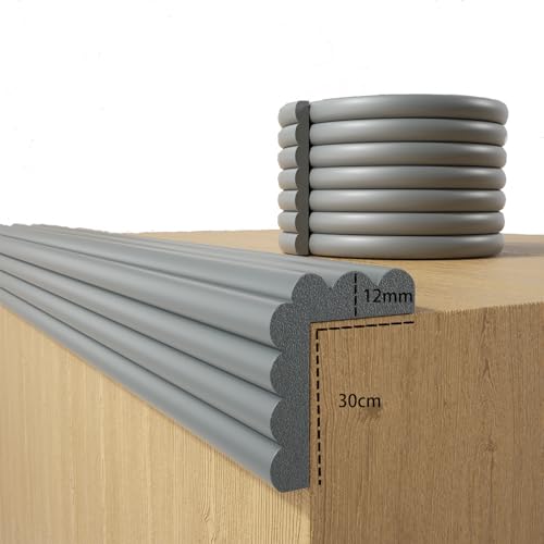 Baby Proofing Wall Corner Protector,Edge Guard Corner Protector,6.56ft Thinken Soft Corner Protectors Pre-Taped Soft Rubber Foam Edge Cushion for Furniture (Gray, 6.56Ft x 11.8" W x 0.47" Th) - color: Gray, size: 6.56Ft x 11.8"W x 0.47"Th