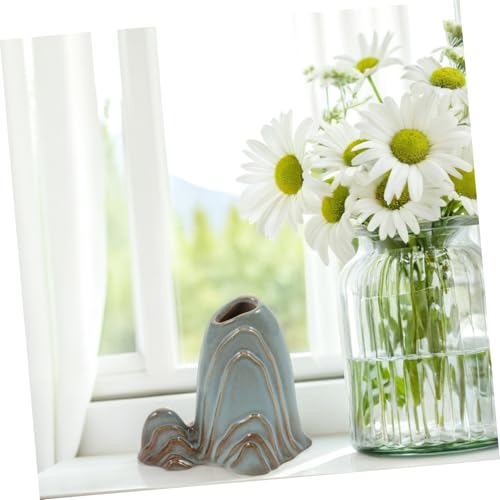 Zerodeko Ceramic Mini Mountain Fish Tank Landscape Decoration Versatile Bonsai Decor for Home Office Zen Garden Accessory Multiuse Brush Holder for