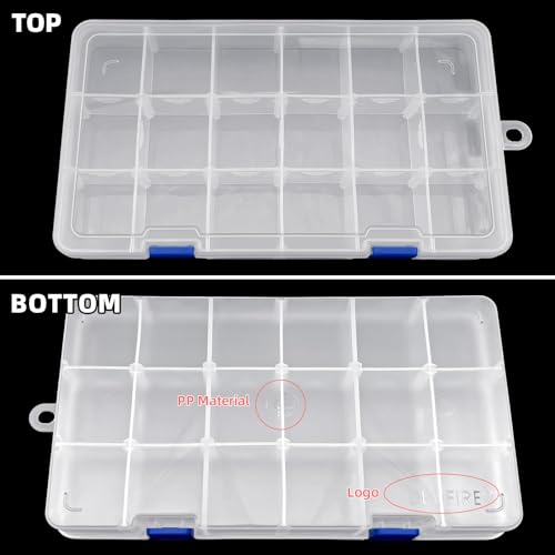 DUOFIRE Plastic Organizer Container Storage Box Adjustable Divider Removable Grid Compartment for Jewelry Beads Earring Tool Fishing Hook Small Accessories(18 grids, White X 3) - color: White, size: 18Grid-3pcs