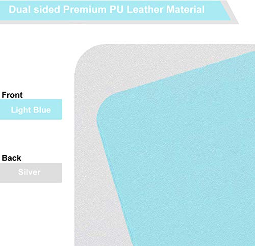 SUJAYU Dual Sided PU Leather Desk Pad, Mouse Pad, Office Desk Mat, Non-Slip Laptop Desk Pad, Waterproof Desk Writing Pad for Office and Home (31.5" x 15.7", Light Blue+Sliver) - color: Light Blue+sliver, size: 15.7" x 31.5"