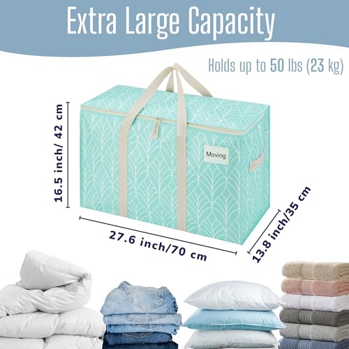 VENO 4 Pack Heavy Duty Moving Bags, Extra Large Storage Bags with Reinforced Handles & Strong Zippers, Foldable & Reusable Moving Box Alternative for Clothes & Dorm Storage - color: Evergreen, size: 4 Pack