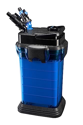 Penn-Plax Cascade 1500 Canister Filter - 350 GPH Aquarium Filter for Tanks Up to 200 Gallons - 360 Degree Flow Valves, Poly Fiber Pads, Bio-Sponge & Activated Carbon -Fresh & Saltwater -11.5x12x20.5in - size: 200 Gallons