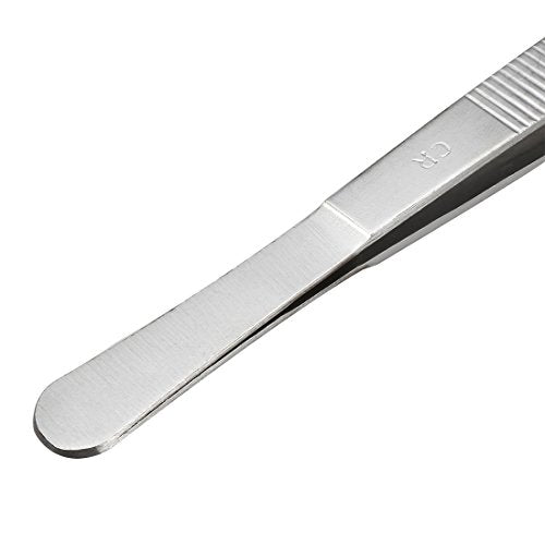 uxcell 2 Pcs 8-Inch Stainless Steel Straight Blunt Tweezers with Serrated Tip Daily Garden Tool - size: 8 inch