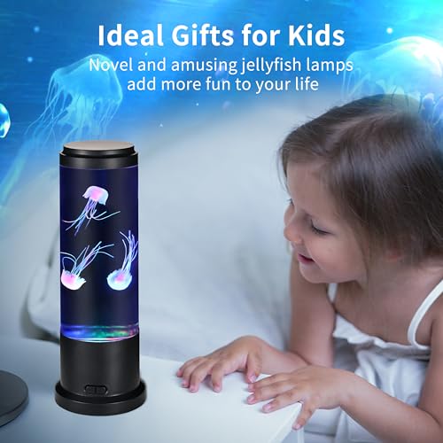 Meloki 11 inch Jellyfish Lamp, LED Jelly Fish Light Lamp, Color Changing Jellyfish Tank Table Lamp Decorations for Home Office Decor Great Gifts for Kids - size: 11 inch
