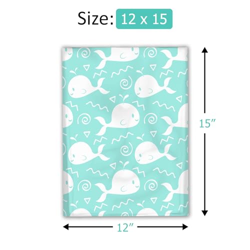 12x15 (50) Blue Whales Designer Poly Mailers Waterproof Self Sealing Tear Resistant Polymailers Shipping Envelopes Premium Printed Bags For Small Businesses - color: Blue Whale, size: 12x15
