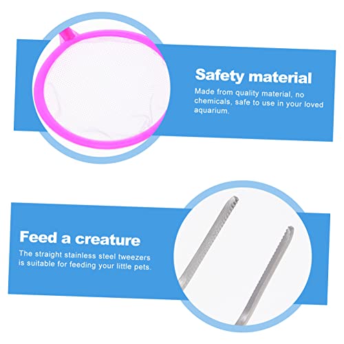 BESPORTBLE 7pcs Fish Tank Cleaning Tools Set Small Pool Net Skimmer Magnet Cleaner for Aquarium Aquascaping Spatula Brush Tweezers Kit Random Color