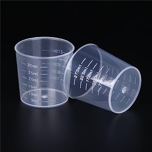 10pcs 30ml Plastic Liquid Measuring Cups Transparent Clear Plastic Graduated Kitchen Cooking Medicine Measure Tool - size: 10 Count, 30 ml