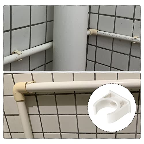 METALLIXITY PVC Water Pipe Clips (23mm/0.91") 6Pcs, Plastic U Shaped Pipe Fitting Clamps - for Tubing Hose Water Supply, White - size: 23mm/0.91"