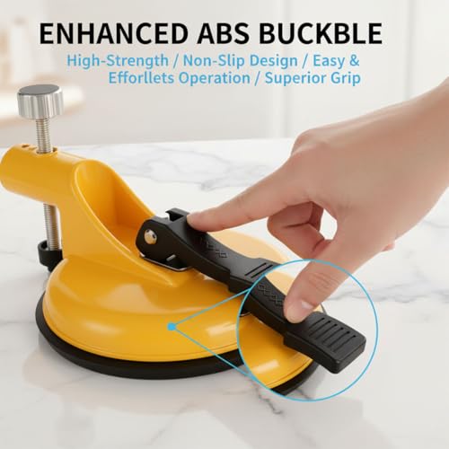 Granite Marble Countertop Seam Leveling Tool, Suction Cup Flooring Tool for Gap Tightening, Heavy Duty Adjustable Stone Seam Setter for Slab Installation, Tile & Laminate Repair (Yellow)