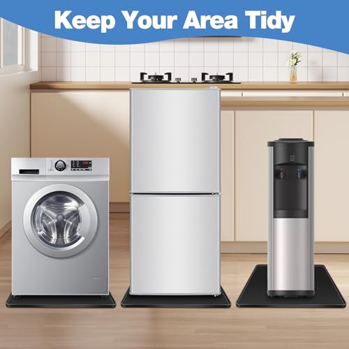 ToLanbbt 2P Mini Fridge Silicone Mat, 20" x 20" x 0.6" Mini Fridge Drip Tray Under Refrigerator Mat Carpet Floor Protector, Leak-Resistant Portable AC Pan for Washing Machine Dishwasher Dryers, Black - color: Black, size: 20"x20"x0.6"-2P