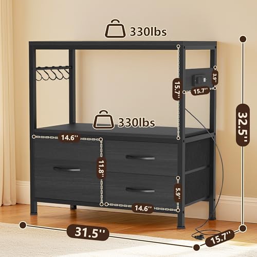 Heybly 20-29 Gallon Fish Tank Stand, Aquarium Stand with Drawer, Power Outlet, Heavy Duty Metal Frame, for Fish Tank, Turtle & Reptile Terrarium, 31.5" x 15.7" Top, 330lbs, Black HAS001BK - color: Black, size: 20-29 gal