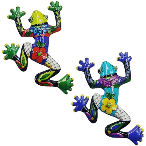 John's Studio 2Pcs Metal Frog Wall Decor Outdoor Garden Hanging Art Sculptures Home Ocean Theme Decorations for Kitchen Bathroom and Pool - color: Frog 2PCS