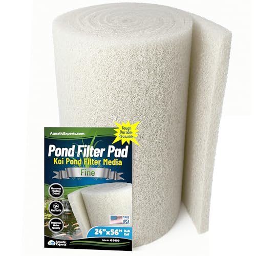 Classic Koi Pond Filter Pad FINE - White Bulk Roll Pond Filter Media, Ultra-Durable Pond Filters for Outdoor Ponds, Reusable Fish Pond Filter Material, USA, Aquatic Experts (3/4" - 1" x 24" x 56") - size: 24" x 56"