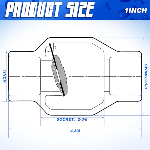 Geetery 1 Inch PVC Slip Swing Check Valve No Spring Back Flow Preventer Valve White No Return Silent Backflow for Backflow Prevention, Reduces Water Hammer Noise - size: 1 Inch