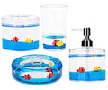 Locco Decor 4 Piece Acrylic Liquid 4D Floating Motion Bathroom Vanity Accessory Set Ocean Cartoon Animal Theme Fish Toothbrush Holder, Tumbler, Soap Dispenser, Soap Dish - size: 4-piece, style: Fish