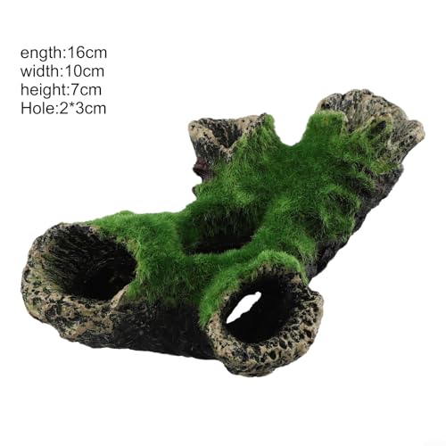 Resin Aquarium Moss Tree House Decoration for Fish Tank Cave Hideout – Natural-Looking Vivid Green Aquascape Ornament for Freshwater & Saltwater Tanks, Easy to Clean Style 1 - color: A