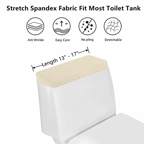 Toilet Tank Lid Cover, Bathroom Stretch Washable Spandex Toilet Tank Protector Cover with Elastic Bottom, Beige - color: Beige