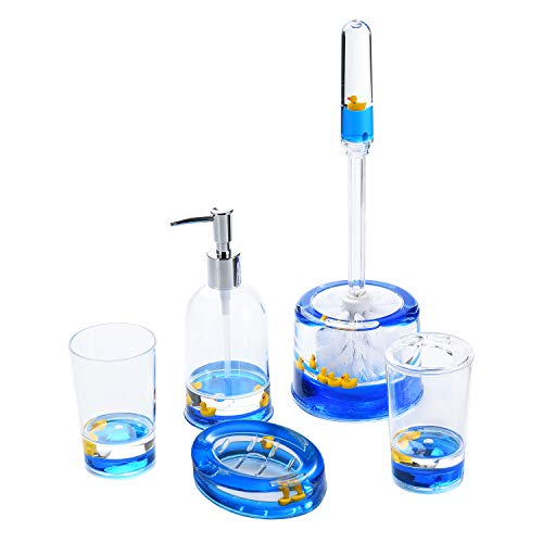 Locco Decor 5 Piece Acrylic Liquid 3D Floating Motion Bathroom Vanity Accessory Set Duck - size: 5-piece, style: Duck