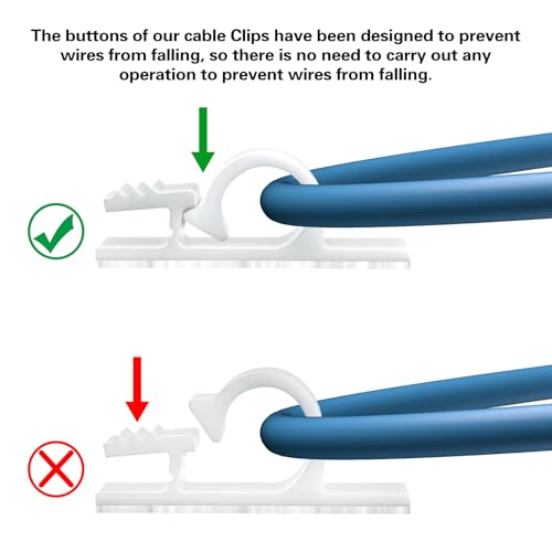 XHF 100pcs Adhesive Cable Wire Clips white, Outdoor Cable Management Wire Organizer Cord Holder for Under Desk, Car, Wall, TV PC Ethernet Cable - color: White, size: 1 cords slots-100pcs