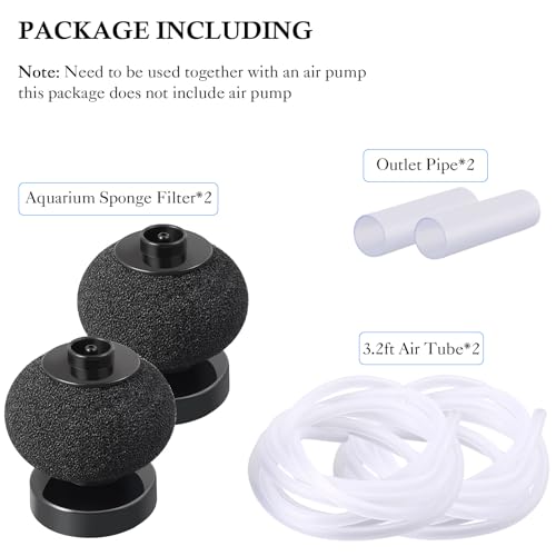 HITOP 2 Pack Aquarium Bio Sponge Filter: Diameter 2.5in Mini Air-Powered Fish Tank Filter, Quiet Small Sponge Filter for up to 15gallon Fish Tank, Betta Tank, Shrimp Tank, Fry Tank, Breeding - style: Mini 2.5in-2pack