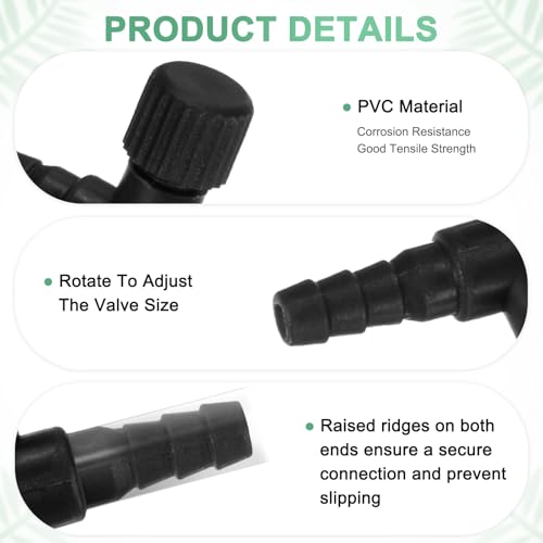 M METERXITY 1-Set Aquarium Air Valve, for 3/16" Airline Tubing PVC Aquarium with L-Shape Air Control Valves Check Valves for Fish Tanks/Aquaculture, Regulators Air Pump Adjustable [Black] - color: Black
