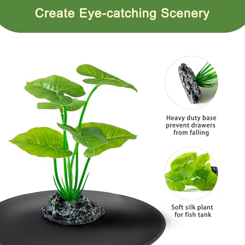 2 Pcs Fish Tank Decorations Plants, Artificial Plant Aquarium Accessories Decor, Goldfish Tank Decor Plastic Realistic Plants - color: Green2p