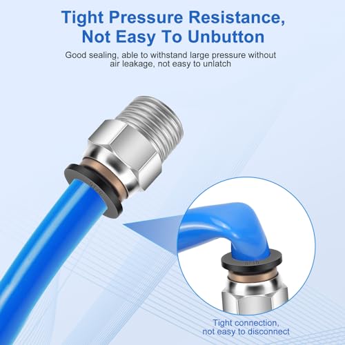 12 Pcs Push to Connect Fittings 5/16 Inch Tube OD x 1/4 Inch NPT Thread Pneumatic Male Straight and Elbow Quick Connect Air line fittings - size: 5/16"OD x 1/4"NPT