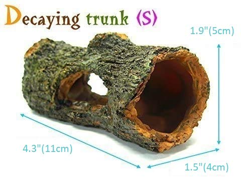 Betta Log Decaying Trunk 4.3 inches Driftwood Decor - Small Wooden Fish Tank Freshwater Decorations Aquarium Ornament Tree Plants Wood