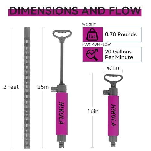 Manual Bilge Pump for Boats Kayak Canoe - Portable Siphon Pump, Kayak Bailer with Reversible Hose, Kayak Bilge Pump Medium/ 17 Inch, Rose - color: Rose Red, size: Medium
