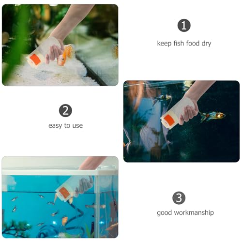 Cabilock Large-Capacity Fish Feeder Bottle for Aquariums Moisture-Proof Fish Food Storage Container Precise Manual Feeding Tool and Turtle Habitats Beige