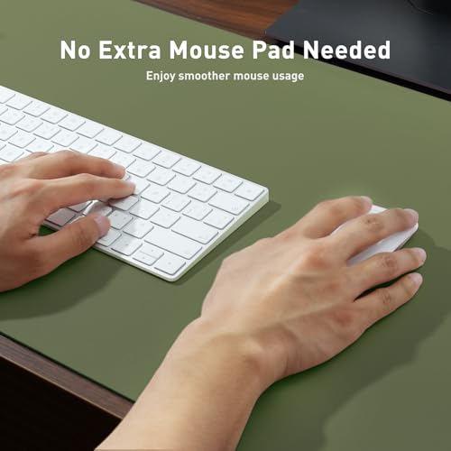 Aothia Desk Protector Mat, Mouse Pad, Non-Slip Waterproof PU Leather Desk Blotter, Laptop, Writing for Office and Home (23.6" x 13.7", Olive Green) - color: Olive Green, size: 23.6" x 13.7"