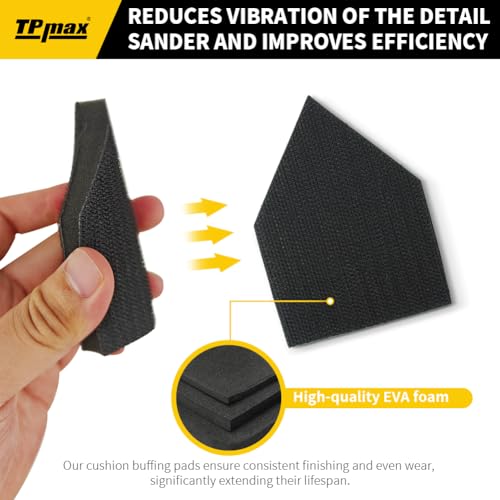 TPmax 5-Pack 90×65 mm Foam Interface Pads – Hook & Loop Buffer Pads Compatible with Milwaukee M12 Detail Sander – Vibration Reduction for Wood, Auto, Boat, Furniture