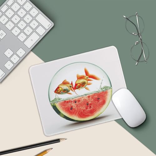 Mouse Pad Computer Mousepad Fish Tank and Watermelon Mouses Mat for Desk Washable Mouse Pad with Non-Slip Rubber Base Gaming Mousepad for Office Laptop