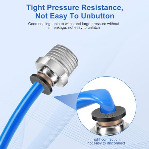 12 Pcs Push to Connect Fittings 5/32 Inch Tube OD x 1/4 Inch NPT Thread Pneumatic Male Straight and Elbow Quick Connect Air line fittings - size: 5/32"OD x 1/4"NPT