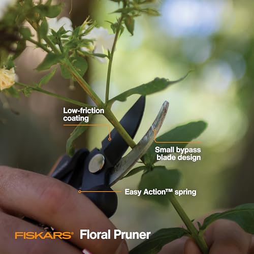 Fiskars Floral Pruning Shears - Plant Cutting Scissors/Garden Clippers For Deadheading and Working with Flowers - Black/Orange - style: Floral Pruner