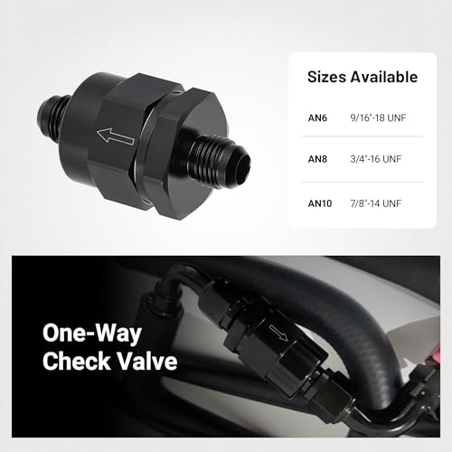 EVIL ENERGY 6AN Male Non Return One Way Inline Check Valve Fitting Aluminum Black