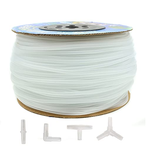 ALEGI 600 Feet Standard 3/16" Flexible Airline Tubing with Connectors for Aquariums, Terrariums and Hydroponics - size: 600Feet+80Connectors