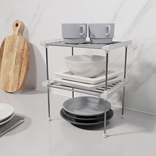 carrotez Cabinet Organizer Shelf, Set of 2 Stackable Kitchen Counter Shelves, Kitchen Cabinet Organizers and Storage, Pantry Storage Shelf Organizer, 9.8 x 7.8 x 6.1 - White - color: White, size: Small(9.8 x 7.8 x 6.1")