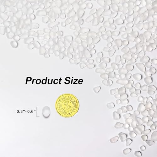 QEQEKAKA Sea Glass Stones for Crafts About 0.5LB (187g/6.6oz) Glass Pebbles Gemstones Bulk for Beaching Wedding DIY Decoration Aquarium Turtle Tank Vase Filler - color: White, size: 0.5LB (187g/6.6oz)