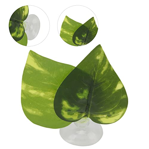 5Pcs Betta Fish Leaf Pad Set, Betta Fish Hammock with Suction Cup, Realistic Aquarium Leaf Ornament and Feeding Ring for Betta Lounger Resting Bed with Decor